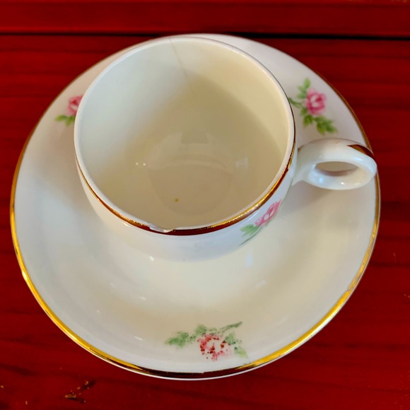 Vintage Homer Laughlin Demitasse Set Eggshell Swing Shape Pink Rose 1940s U.S.A. - Picture 2 of 4